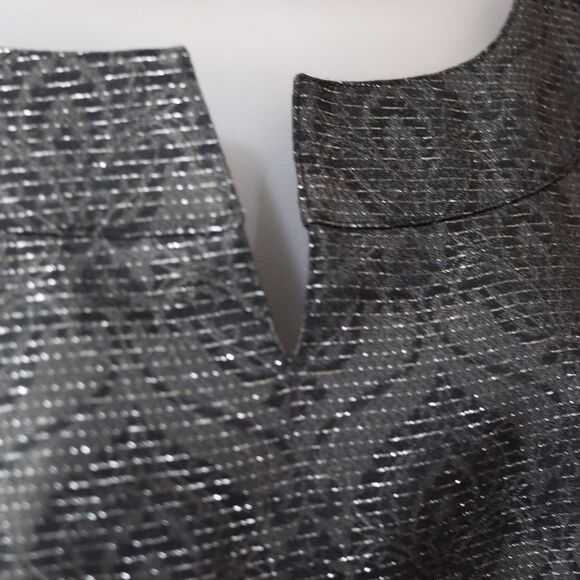 Classiques Entier Black Sleeveless Mini Swing Cocktail Dress Sparkly Metallic LG - Picture 7 of 14